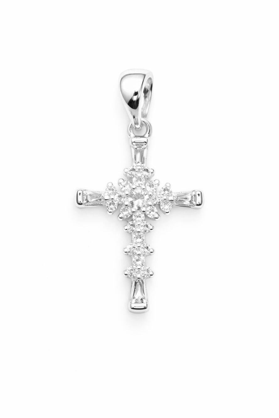 Small CZ Cross Necklace 925 Sterling Silver Pendant